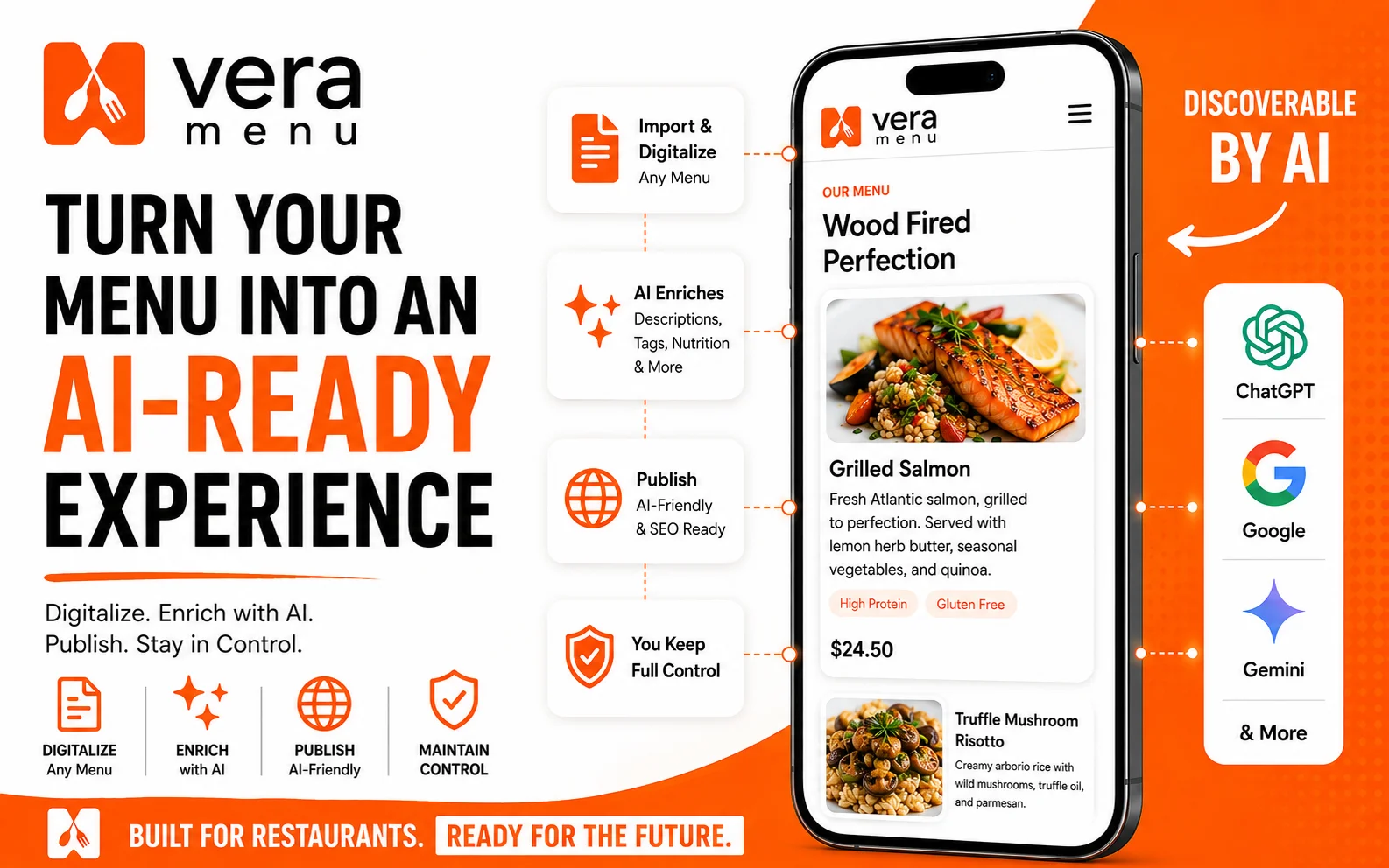 Vera Menu menu workflow preview showing structured restaurant menu data